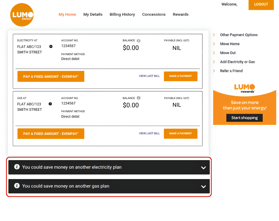 Lumo MyAccount - Best Offer Check